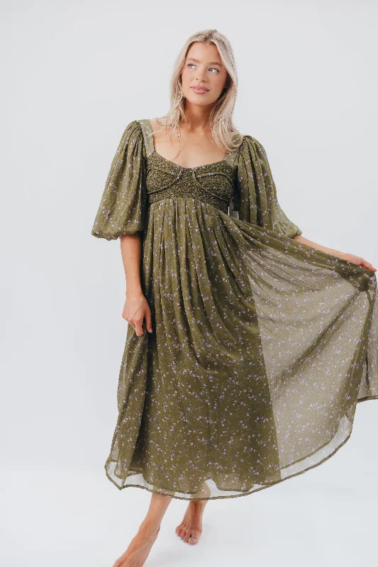 Harlow Maxi Dress in Meadow Green - Bump Friendly (S-XL)