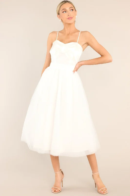 Dance On Air White Tulle Midi Dress