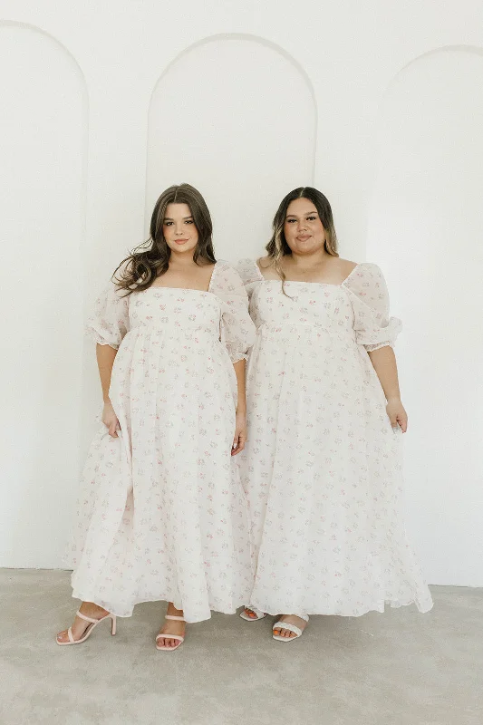 *New* Mona Maxi Dress with Smocking in Blush Floral - Bump Friendly & Inclusive Sizing (S-3XL)