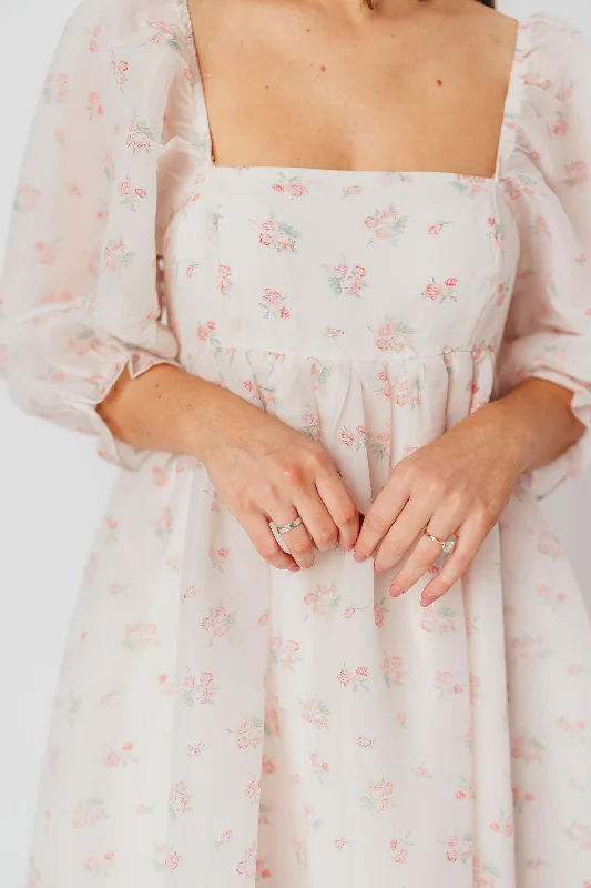 *New* Mona Maxi Dress with Smocking in Blush Floral - Bump Friendly & Inclusive Sizing (S-3XL)