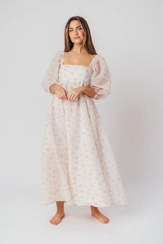 *New* Mona Maxi Dress with Smocking in Blush Floral - Bump Friendly & Inclusive Sizing (S-3XL)