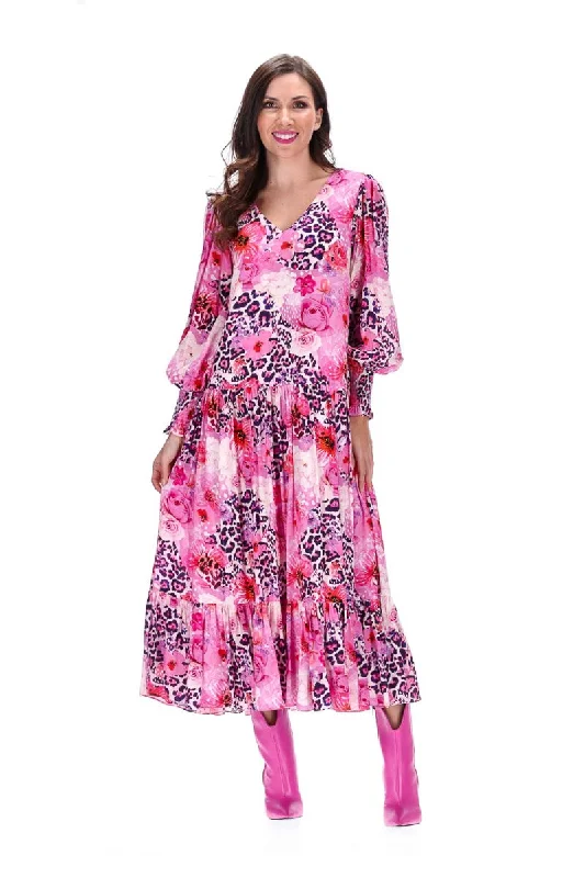 Kaylee Dress Pink Leopard