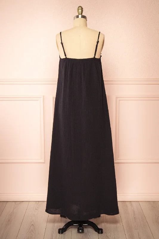 Marinet Black | Long Loose-Fitted Dress