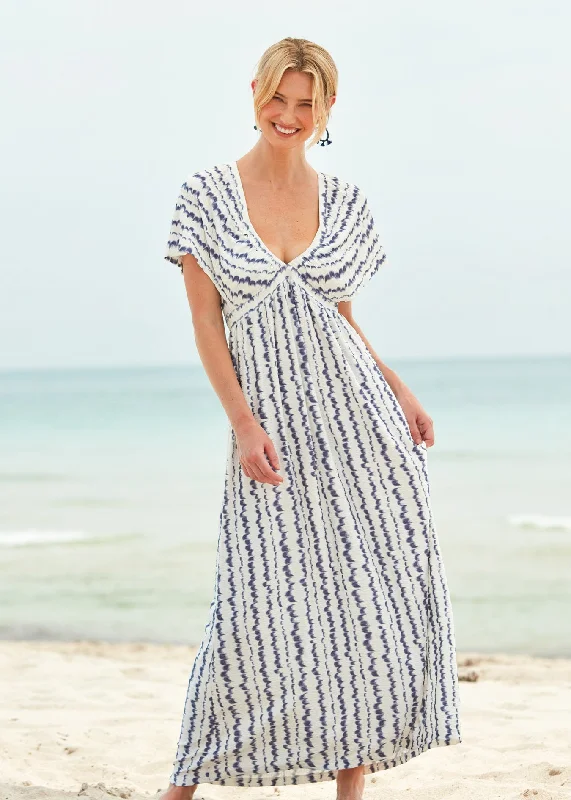 San Sebastian Flutter Sleeve Maxi Dress