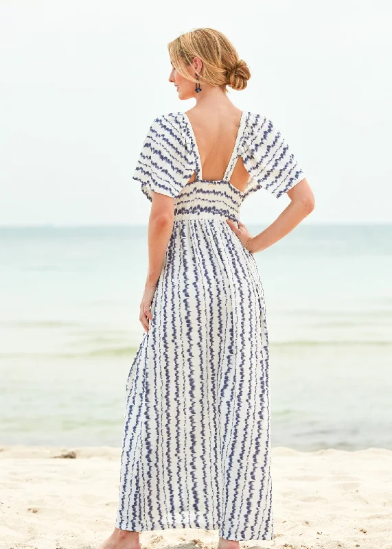 San Sebastian Flutter Sleeve Maxi Dress