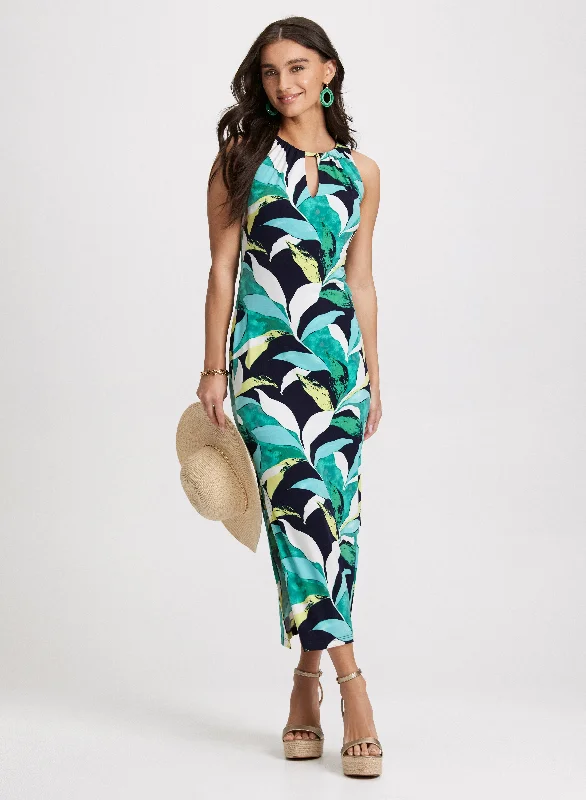 Tropical Print Midi Dress