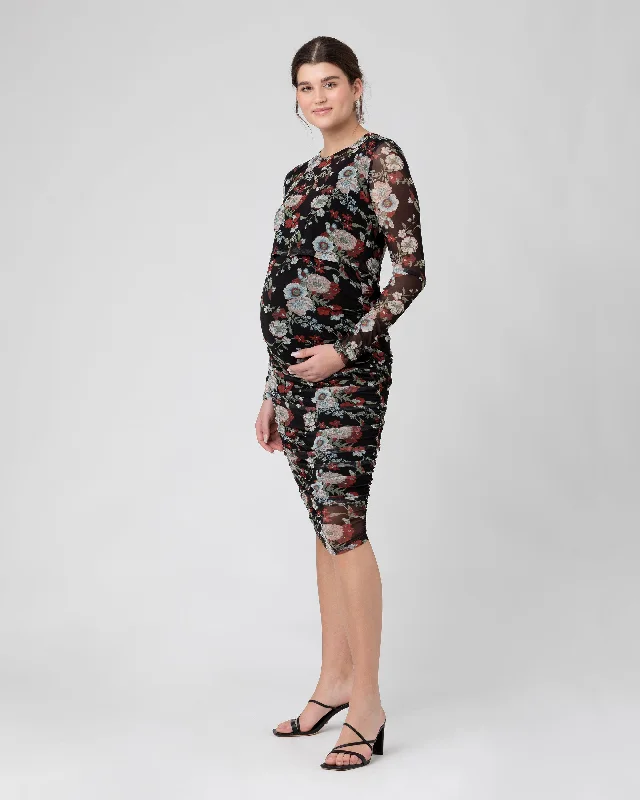 Wild Bloom Nursing Dress Black