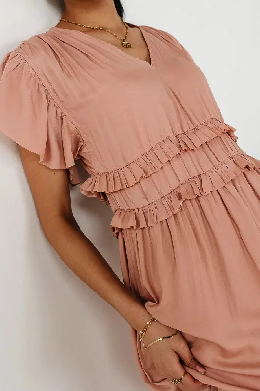 Willa Ruffle Dress in Blush