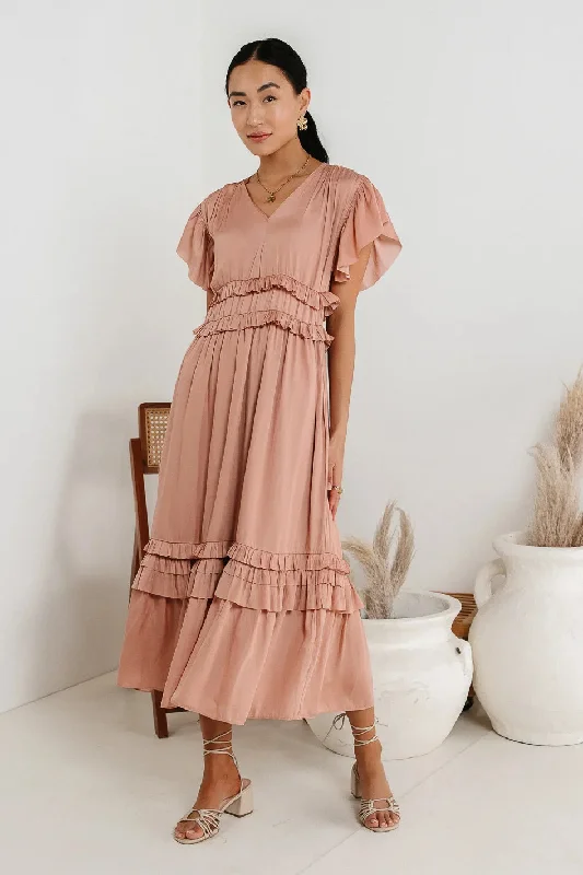 Willa Ruffle Dress in Blush