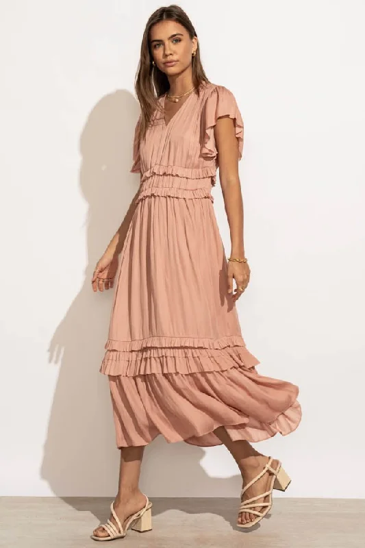 Willa Ruffle Dress in Blush