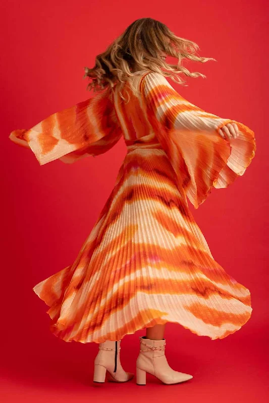 Amber Pleated Dress Orange