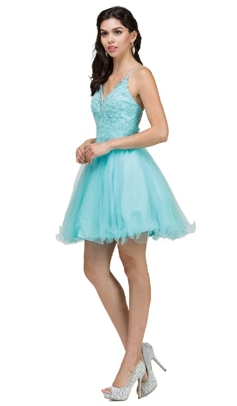 Dancing Queen - 2004 Beaded Floral Lace Tulle Cocktail Dress