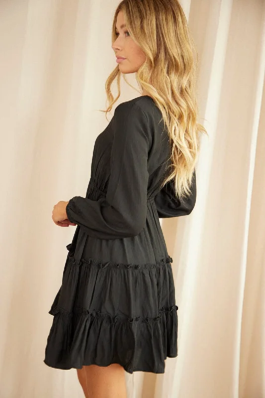 Black Skater Dress Long Sleeve