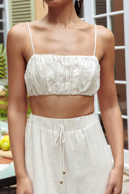 Bondi Gathered Crop Top Oat