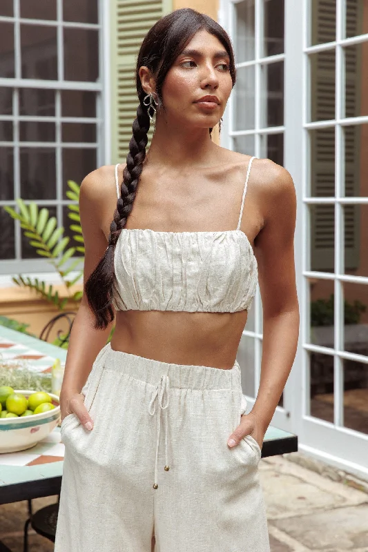 Bondi Gathered Crop Top Oat