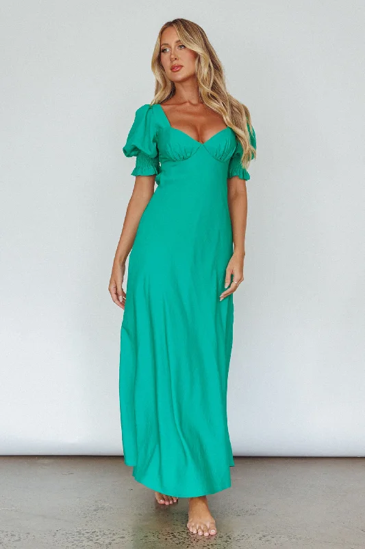 Brigita Tied Back Midi Dress Green