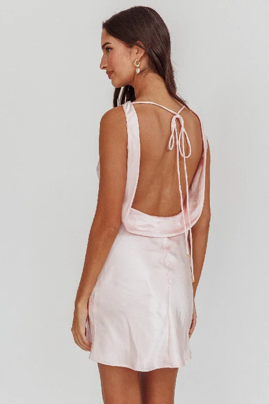 Cassiopeia Open Back Mini Dress Blush