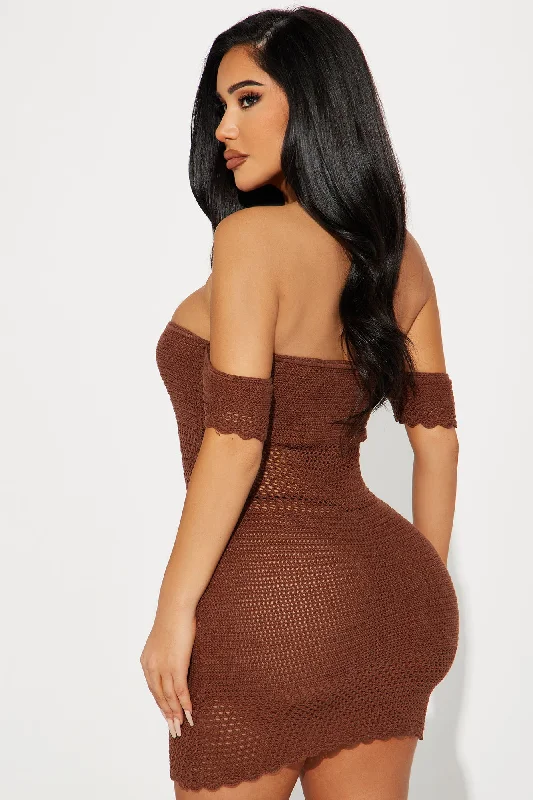 Charlie Crochet Mini Dress - Brown