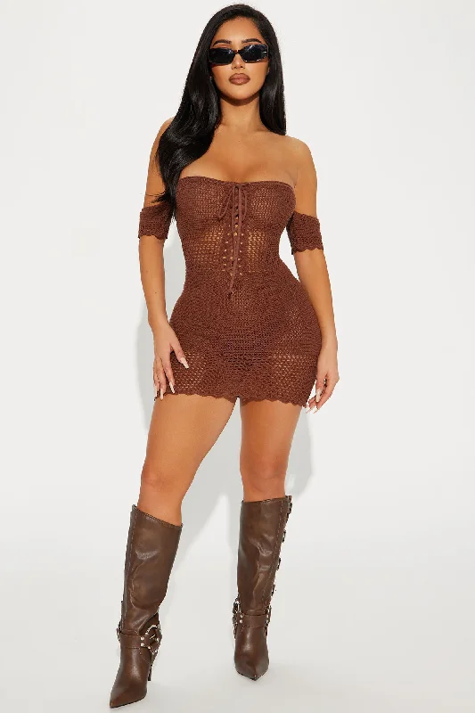 Charlie Crochet Mini Dress - Brown