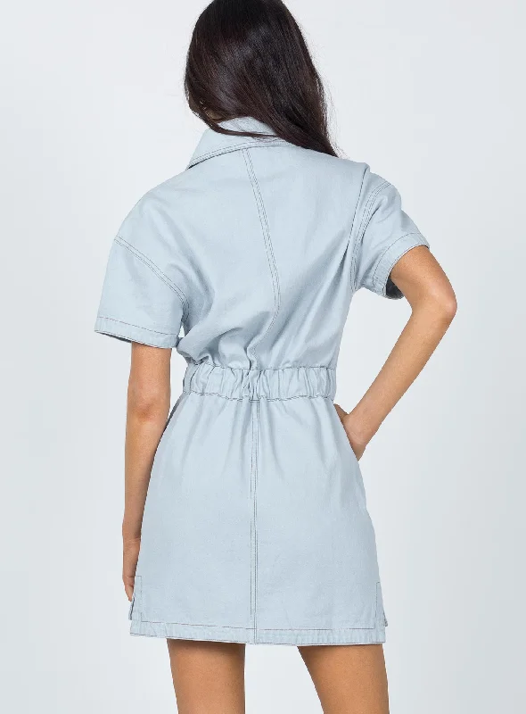 Chateau Denim Mini Dress Light Wash