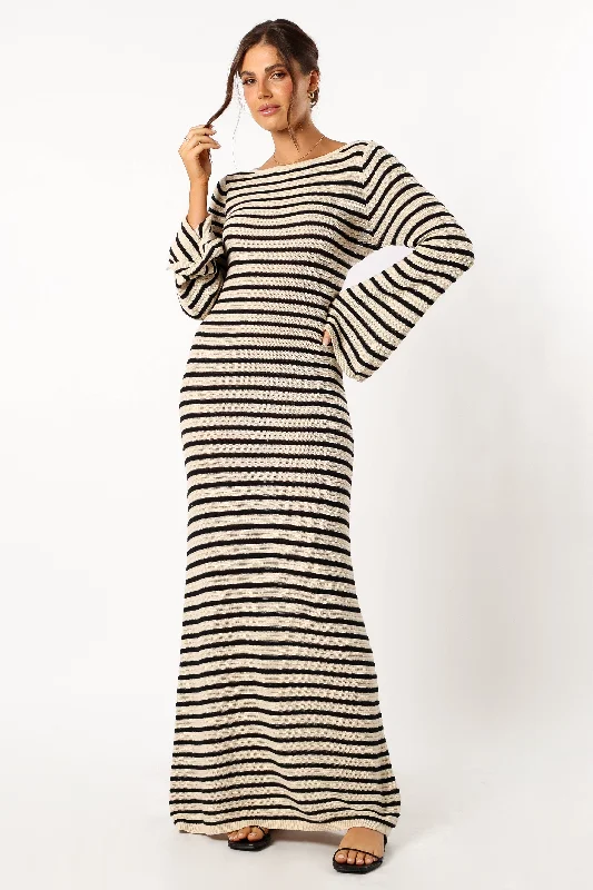 Cherie Knit Maxi Dress - Sand Black