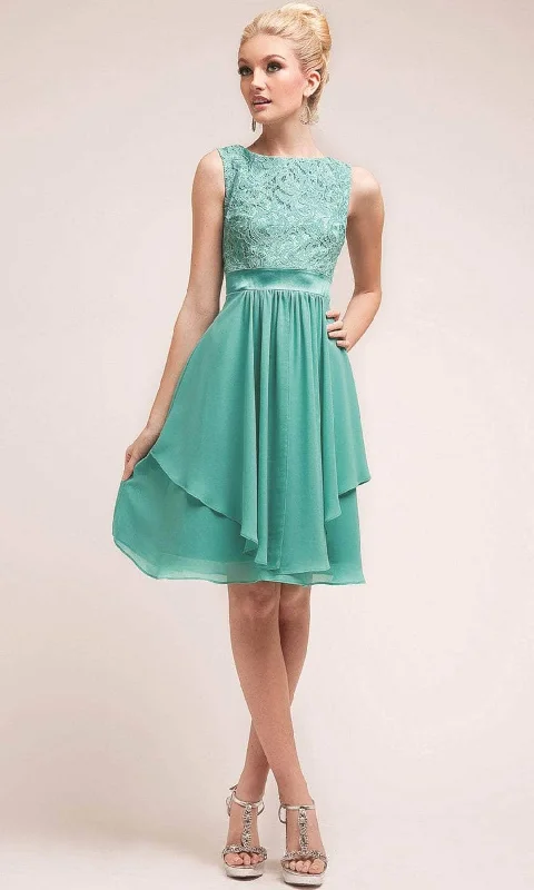 Cinderella Divine 7770 - Sleeveless Laced Short Dress