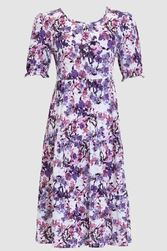 Connected Apparel Short Floral Long Sleeve Dress