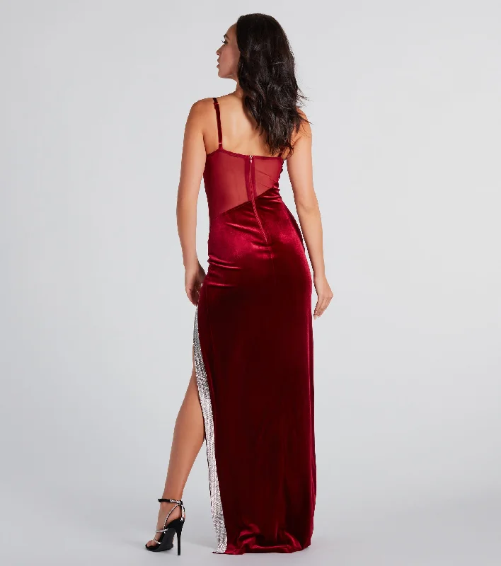 Corrie Formal Velvet Mesh Dress