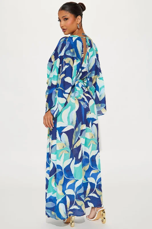 Costa Rica Chiffon Maxi Dress - Blue/combo