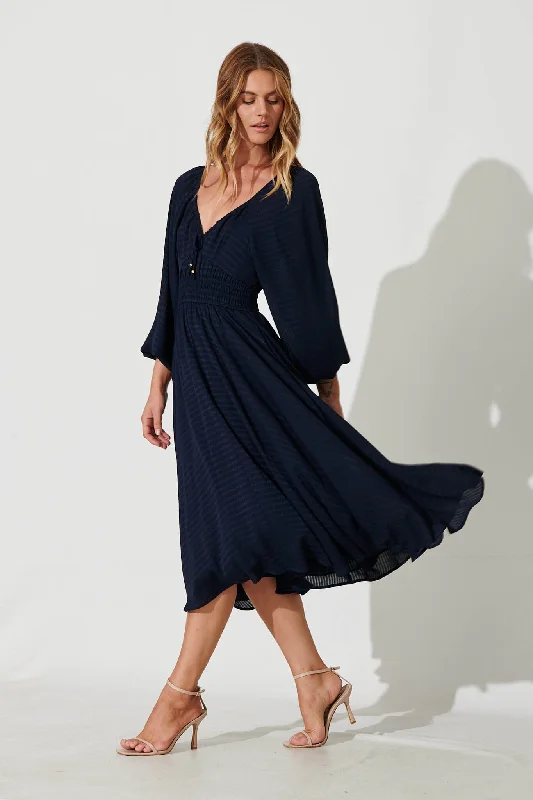 Darling Point Midi Dress In Navy