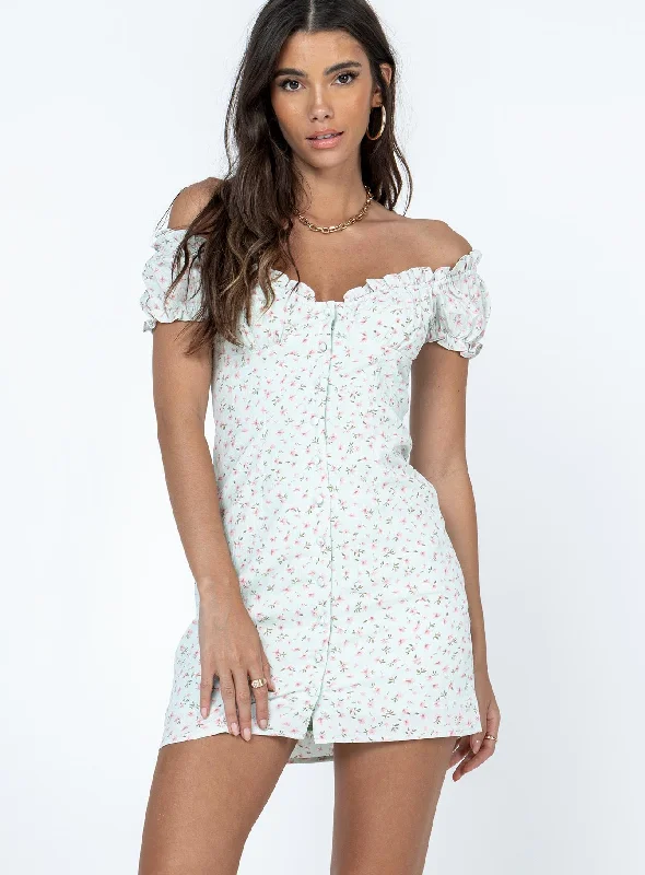 Donna Mini Dress Green Floral