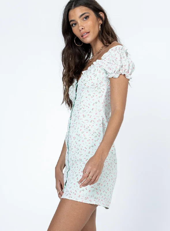 Donna Mini Dress Green Floral