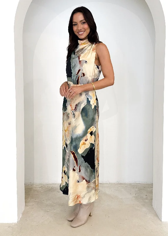 Drina Midi Dress - Green Marble