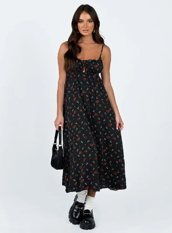 Empress Of Love Maxi Dress Black Floral