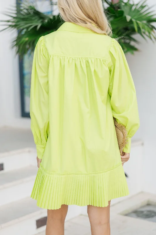 Feeling Serene Chartreuse Yellow Shirt Dress