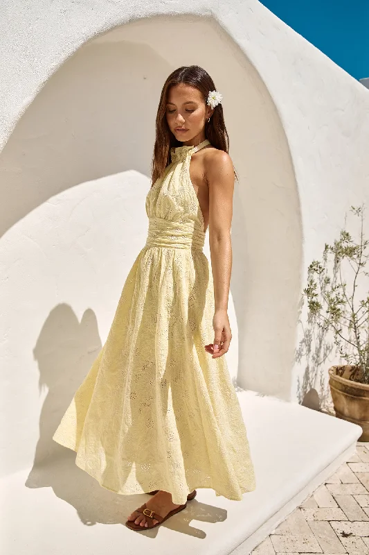 Fly Away Halter Maxi Dress Yellow