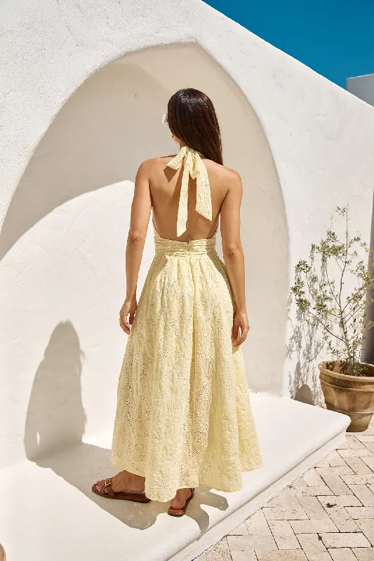 Fly Away Halter Maxi Dress Yellow