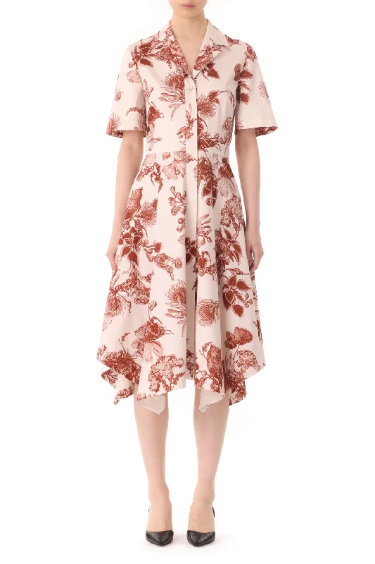 FOREST FLORAL PRINTED SHIRTDRESS WITH HANDKERCHIEF