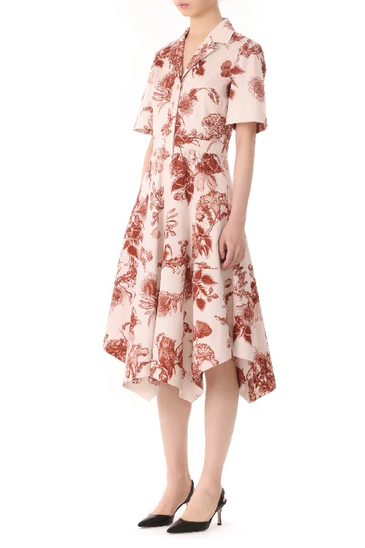 FOREST FLORAL PRINTED SHIRTDRESS WITH HANDKERCHIEF