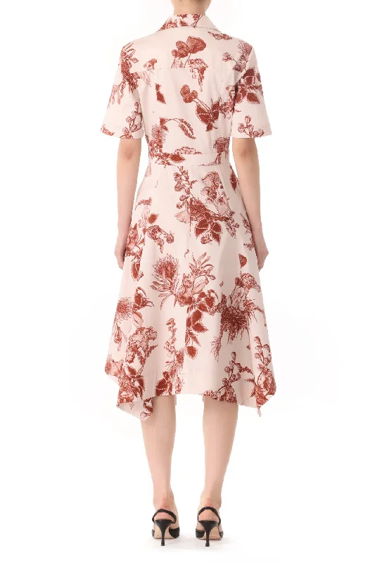 FOREST FLORAL PRINTED SHIRTDRESS WITH HANDKERCHIEF