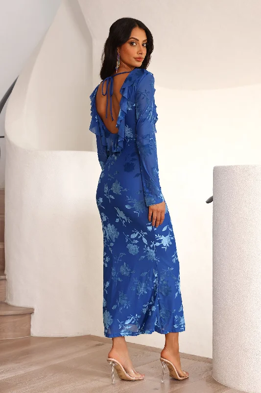 Friends To Lovers Long Sleeve Maxi Dress Blue