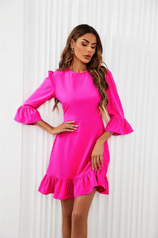 FS Collection Frill Mini Dress In Fuchsia Pink