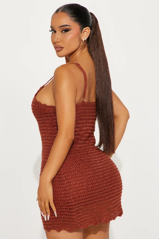 Hannah Crochet Mini Dress - Brown