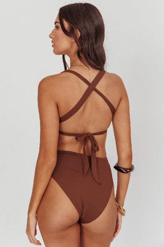 Harmonia High Waist Bikini Bottom Choc