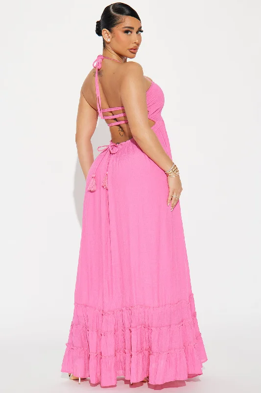 Hayley Halter Maxi Dress - Pink