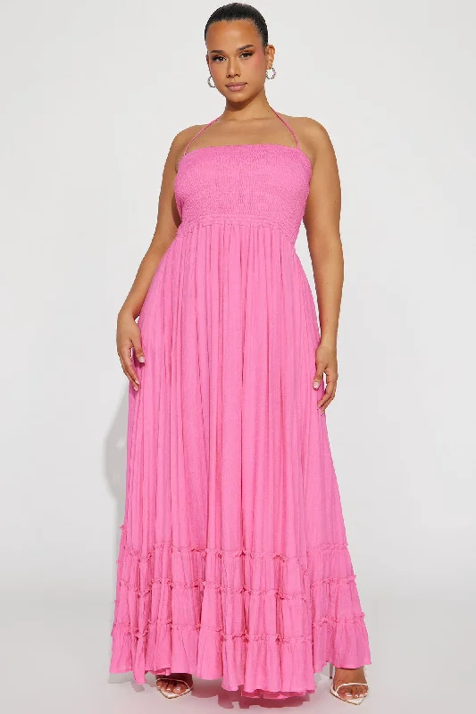 Hayley Halter Maxi Dress - Pink