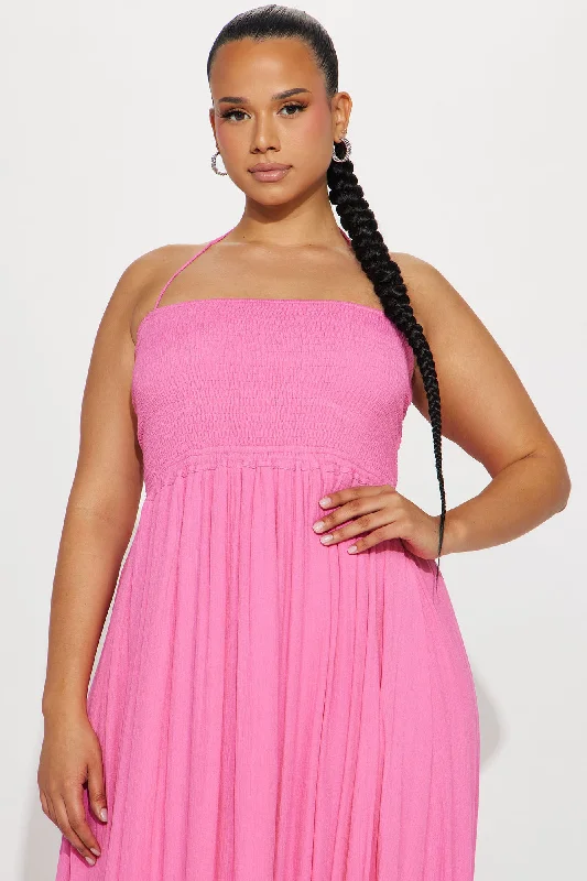 Hayley Halter Maxi Dress - Pink