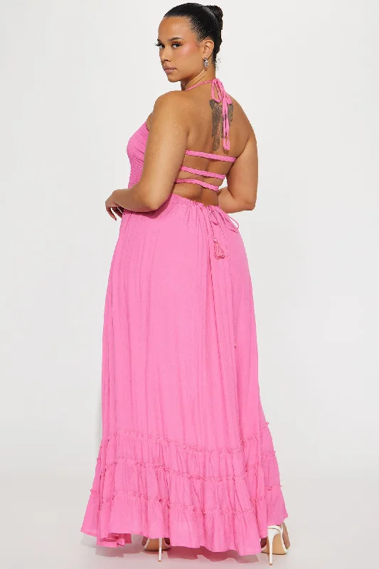 Hayley Halter Maxi Dress - Pink