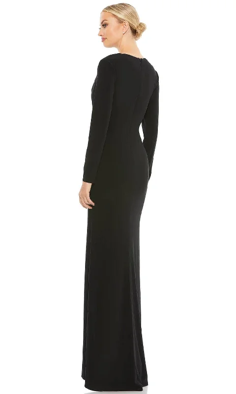 Ieena Duggal 26686 - Long Sleeves Deep V-neck Evening Gown