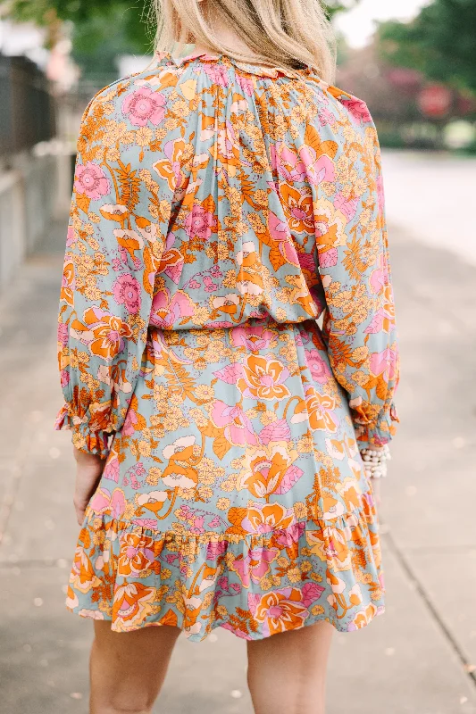 It's About Time Sage Green Floral Dress